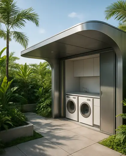 futuristic rooftop garden — laundry room (tropical)