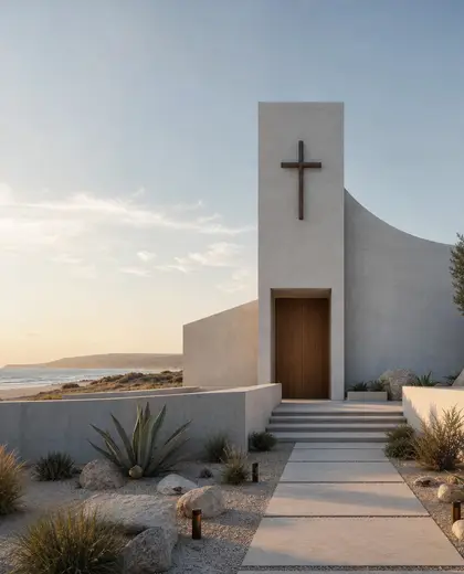 minimalist church — front yard (beach)