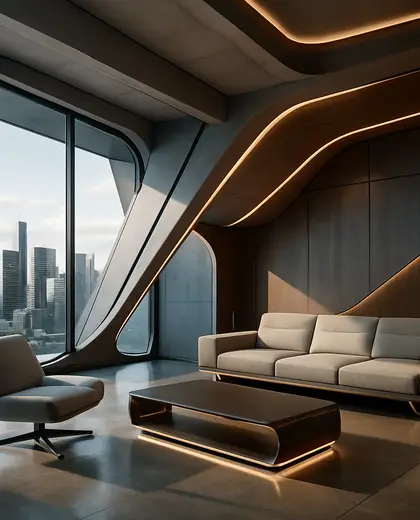 futuristic house — living room (urban)