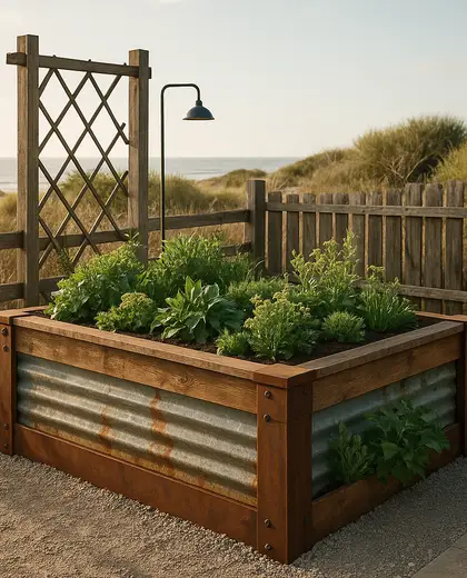 industrial farmhouse — raised garden bed (coastal)