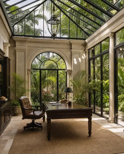 neoclassical greenhouse — home office (tropical)
