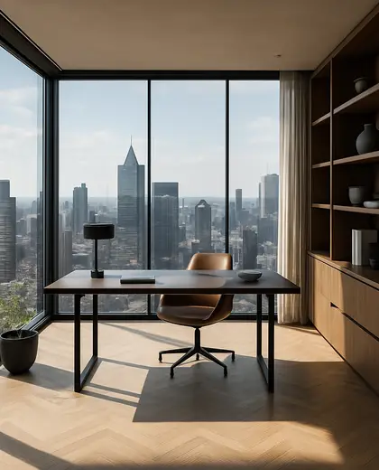 modern penthouse — home office (urban)