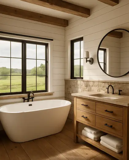 contemporary farmhouse — bathroom (rural)