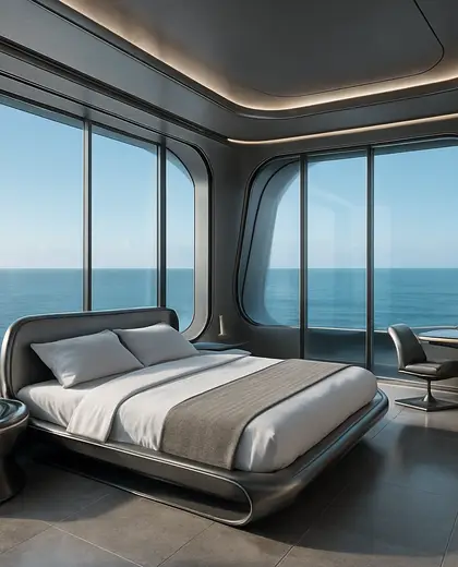 futuristic hotel — room (ocean)