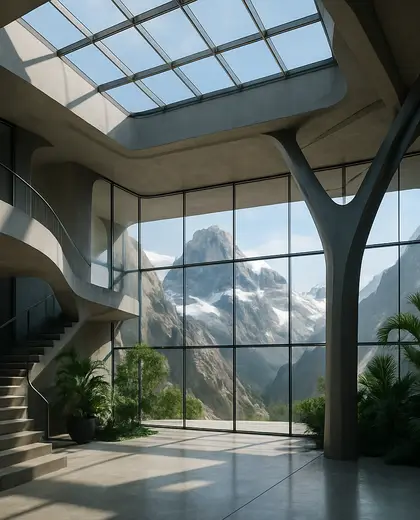futuristic house — atrium (mountain)