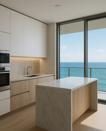 modern condo — small kitchen (ocean)