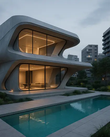 futuristic house — pool (urban)