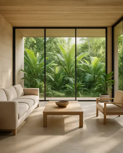 minimalist building — living room (tropical)