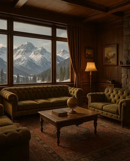 vintage hotel — living room (alpine)