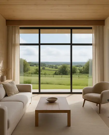 modern house — living room (rural)