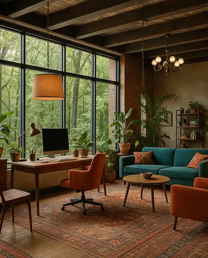 eclectic condo — open office (forest)