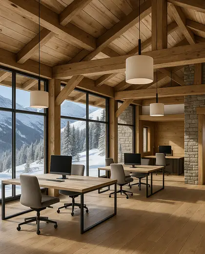 contemporary farmhouse — open office (alpine)