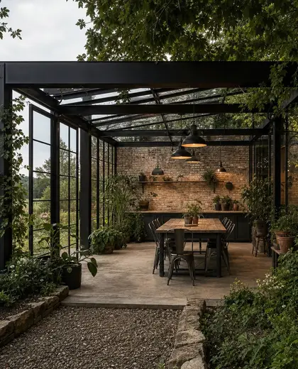 industrial garden — informal dining room (rural)