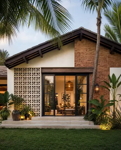 eclectic facade — family room (tropical)