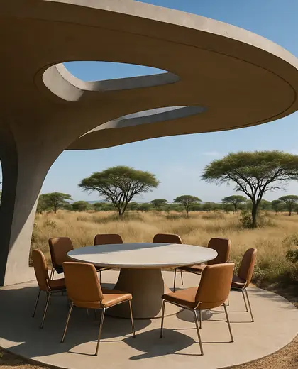 futuristic backyard — informal dining room (savanna)