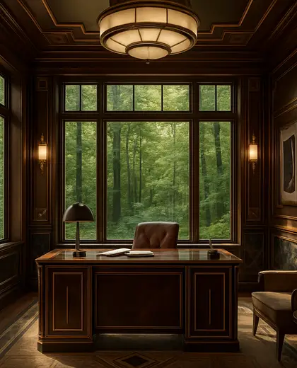 art deco house — home office (forest)
