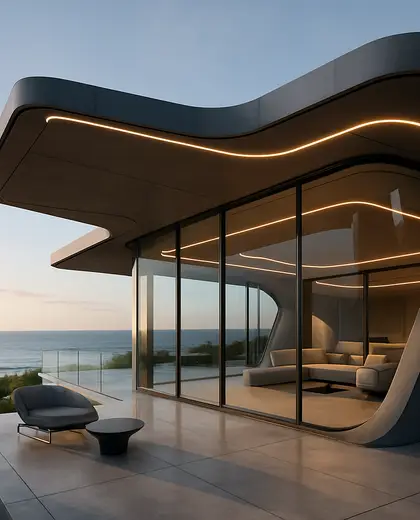 futuristic penthouse — patio (coastal)