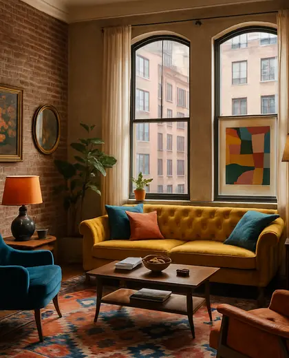eclectic apartment — living room (urban)