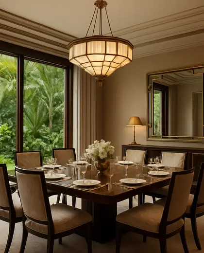 art deco yard — formal dining room (tropical)