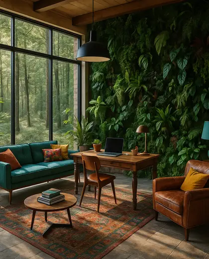 eclectic vertical garden — home office (forest)