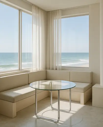 bauhaus condo — breakfast nook (coastal)