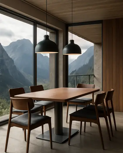futuristic condo — informal dining room (mountain)