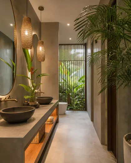 contemporary salon — rest room (tropical)