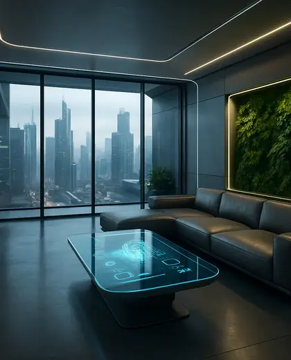 futuristic house — living room (urban)