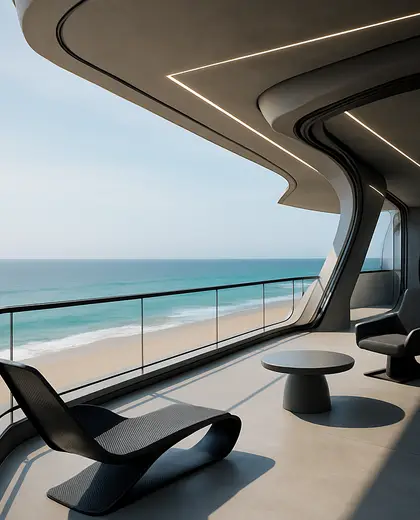 futuristic apartment — deck (beach)