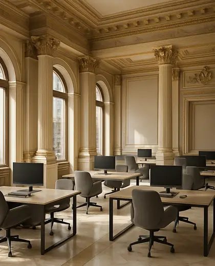 neoclassical hotel — open office (urban)