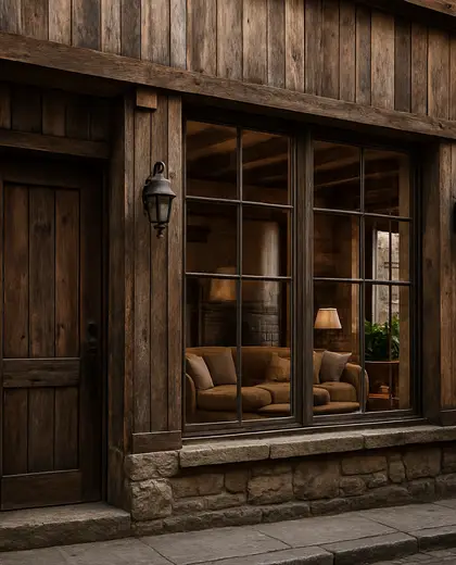 rustic facade — living room (urban)