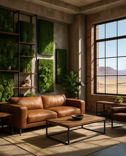 industrial vertical garden — living room (desert)