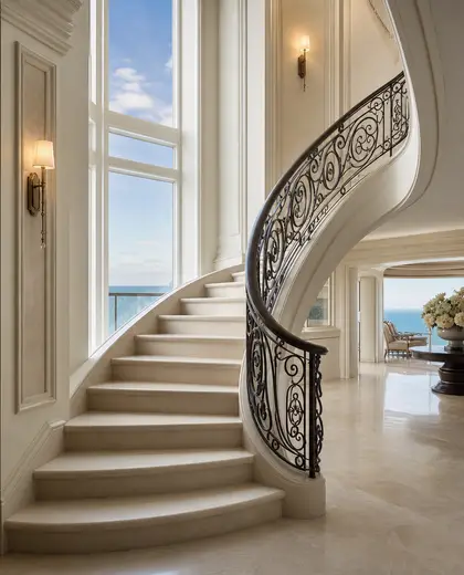 neoclassical condo — staircase (coastal)