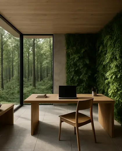 minimalist vertical garden — home office (forest)