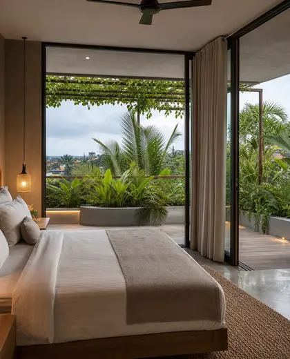 contemporary rooftop garden — bedroom (tropical)