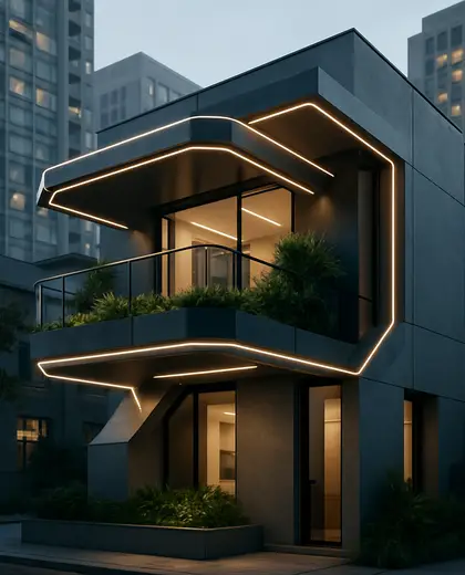 futuristic house — balcony (urban)