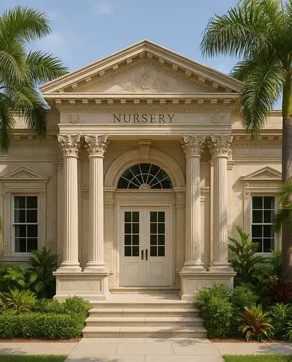 neoclassical facade — nursery (tropical)