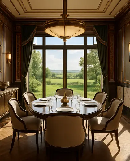 art deco yard — formal dining room (rural)
