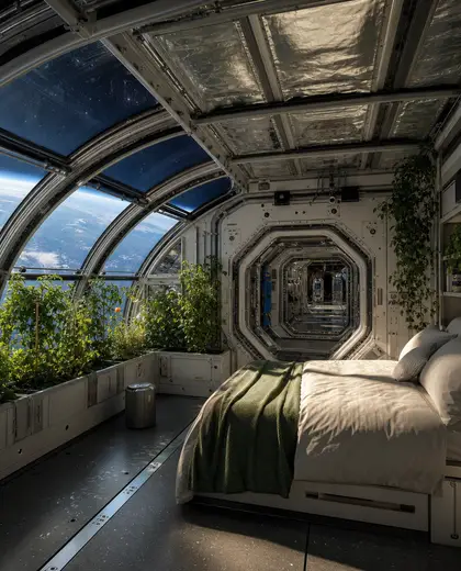sustainable greenhouse — guest room (space)