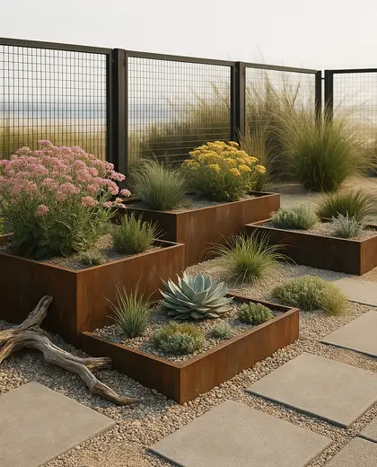 industrial backyard — flower bed (coastal)
