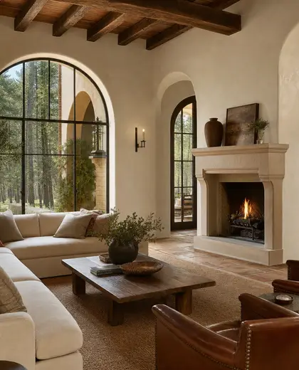mediterranean house — living room (forest)