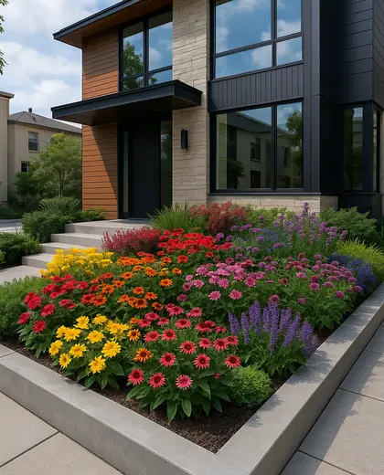 contemporary house — flower bed (urban)