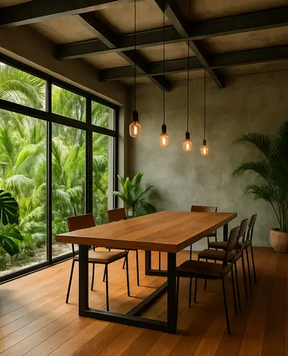 industrial house — dining room (tropical)