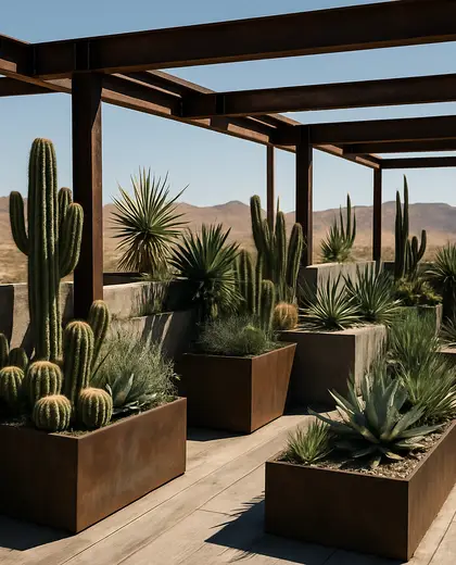 industrial rooftop garden — terrace (desert)