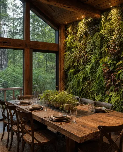 rustic vertical garden — dining room (forest)