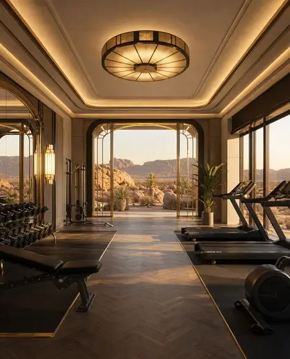 art deco hotel — home gym (desert)