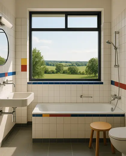 bauhaus house — bathroom (rural)