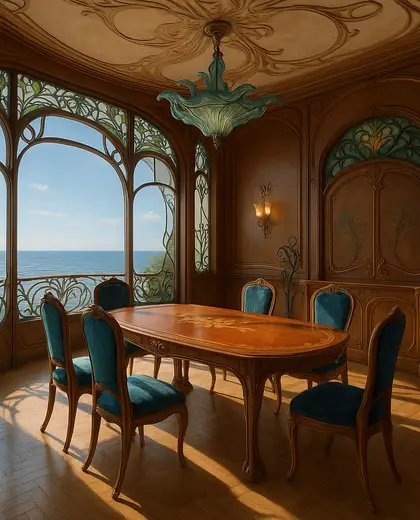 art nouveau home — formal dining room (ocean)