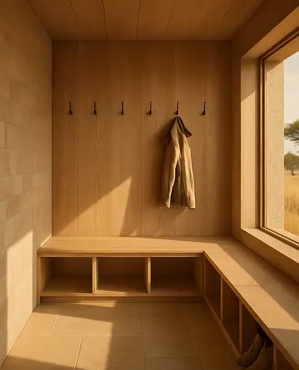 minimalist house — mud room (savanna)