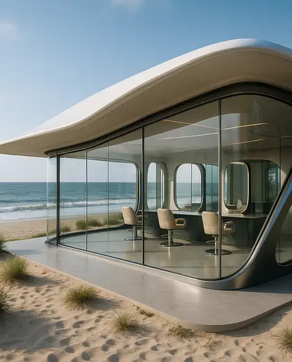 futuristic salon — workshop (beach)